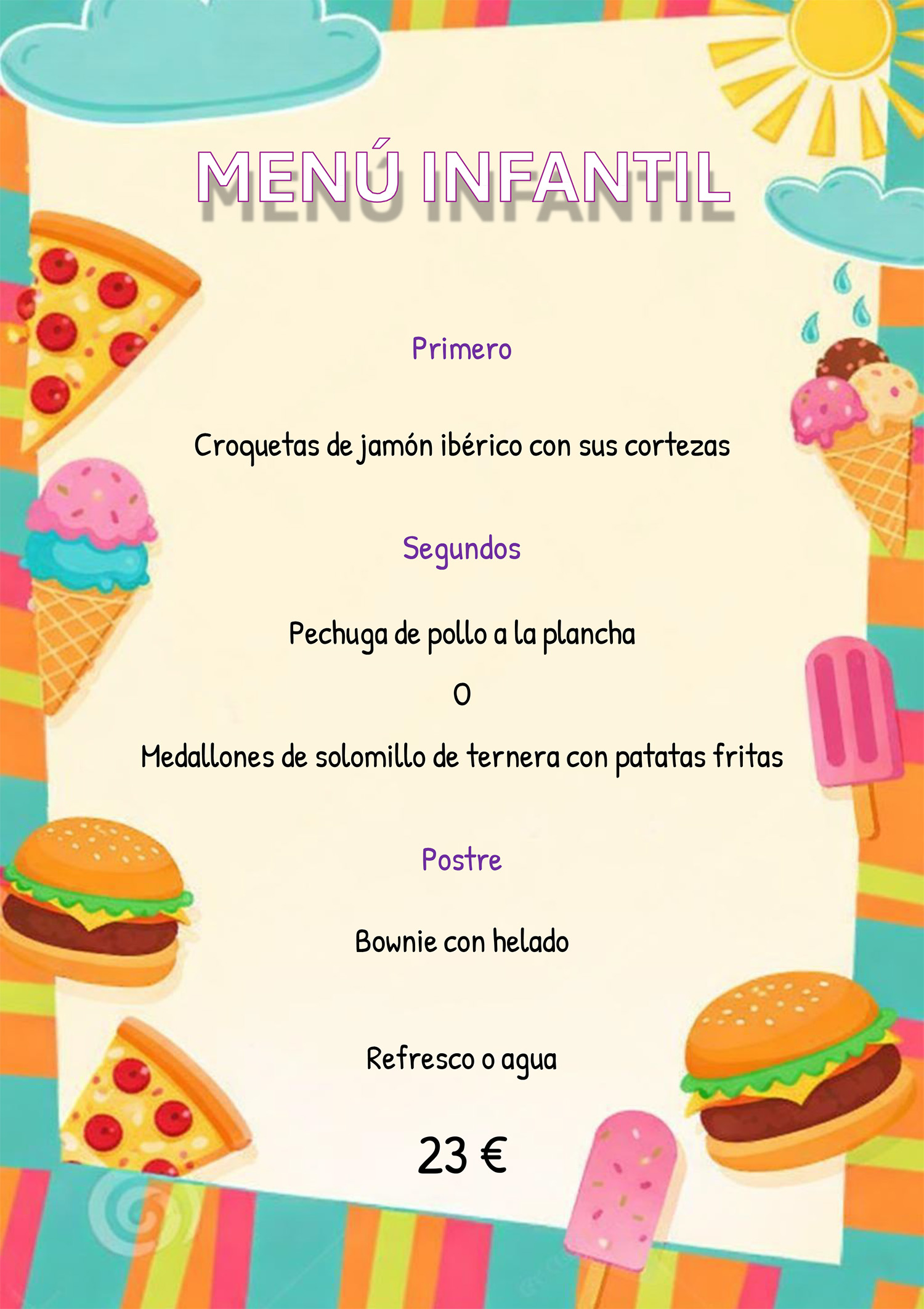 MENÚ INFANTIL